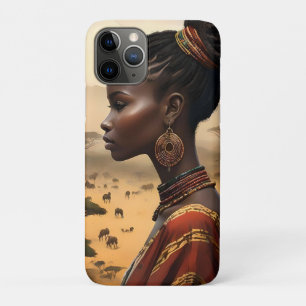 Tribal Woman Watching Over Her African Landscape, iPhone 11 Pro Case