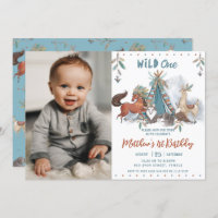 Tribal Woodland Animal Wild One 1st Birthday Photo