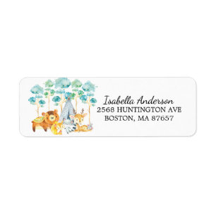 Tribal Woodland Animals Baby Shower Address Label