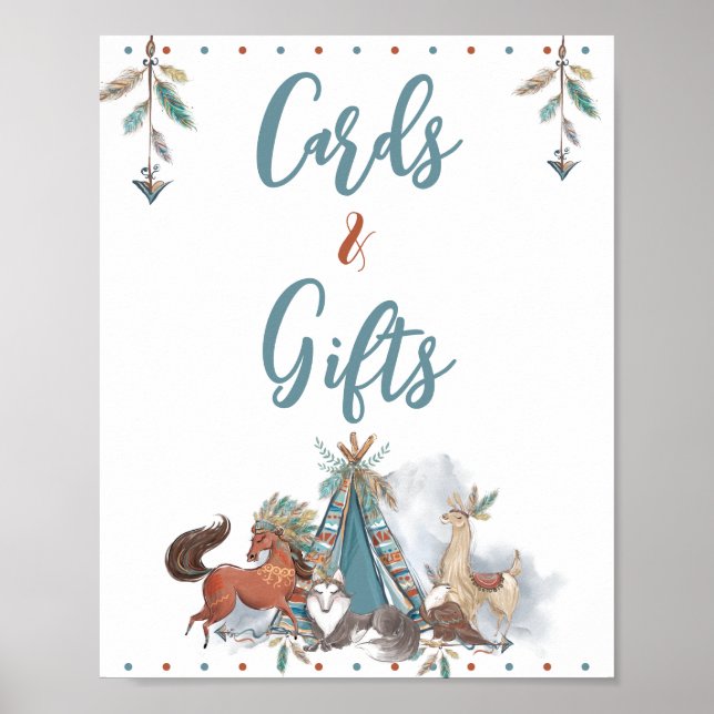 Tribal Woodland Animals Baby Shower Cards & Gifts  Poster (Front)