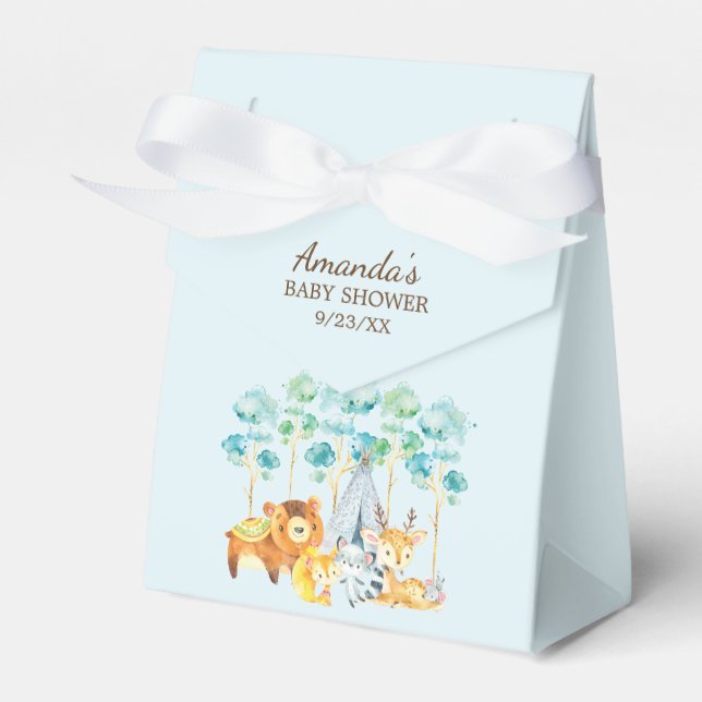Tribal Woodland Animals Baby Shower Favour Box (Front Side)