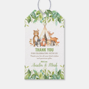 Tribal Woodland Animals Baby Shower Forest Favour Gift Tags