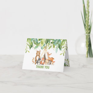 Tribal Woodland Animals Baby Shower Forest Neutral Thank You Card