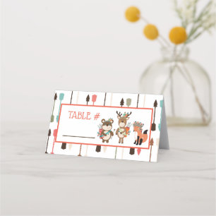Tribal Woodland Animals Baby Shower Table Cards
