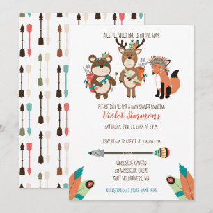 Tribal Woodland Animals Boho Baby Shower Invite