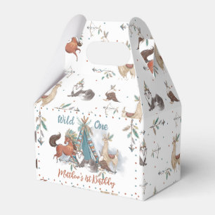 Tribal Woodland Animals Boy Wild One 1st Birthday Favour Box