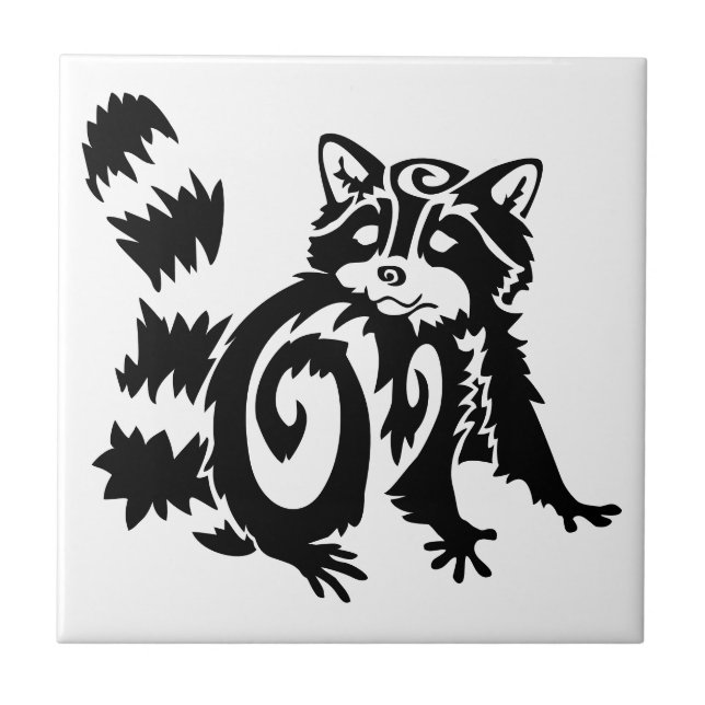 Tribal Woodland Racoon Design Tile (Front)