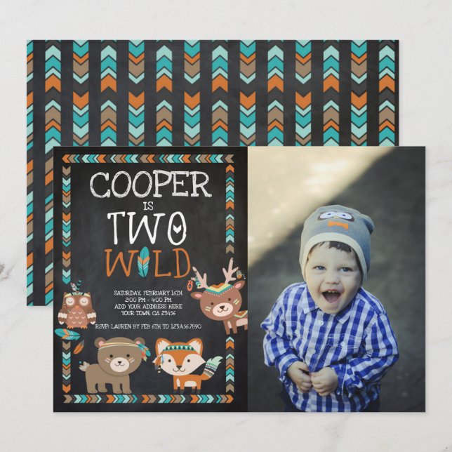 Tribal Woodland, TWO wild Invitation (Front/Back)