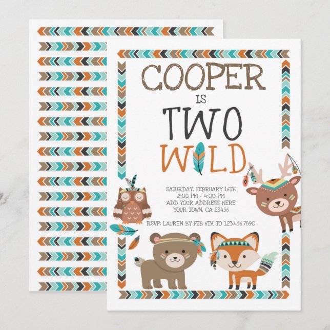 Tribal Woodland, TWO wild Invitation (Front/Back)