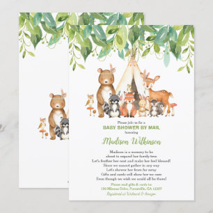 Tribal Woodland Virtual Baby Shower Mail Greenery Invitation