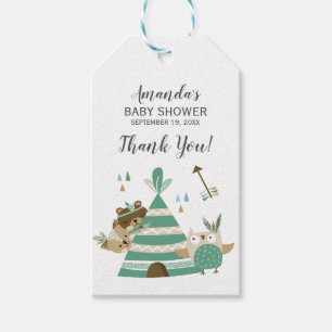 Tribal Woodland Wild Baby Shower Favour Gift Tag