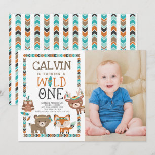 Tribal Woodland, WILD ONE, 1ST Birthday Invitation
