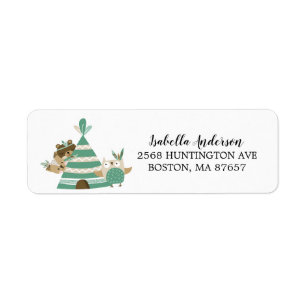 Tribal Woodland Wild One Baby Shower Address Label
