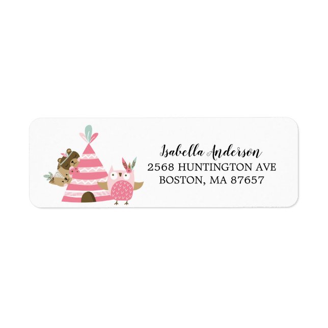 Tribal Woodland Wild One Baby Shower Address Label (Front)