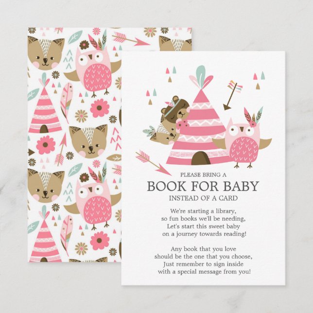 Tribal Woodland Wild One Baby Shower Book for Baby Invitation (Front/Back)