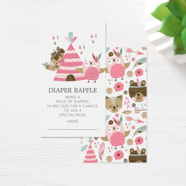Tribal Woodland Wild One Baby Shower Diaper Ticket (Desk)
