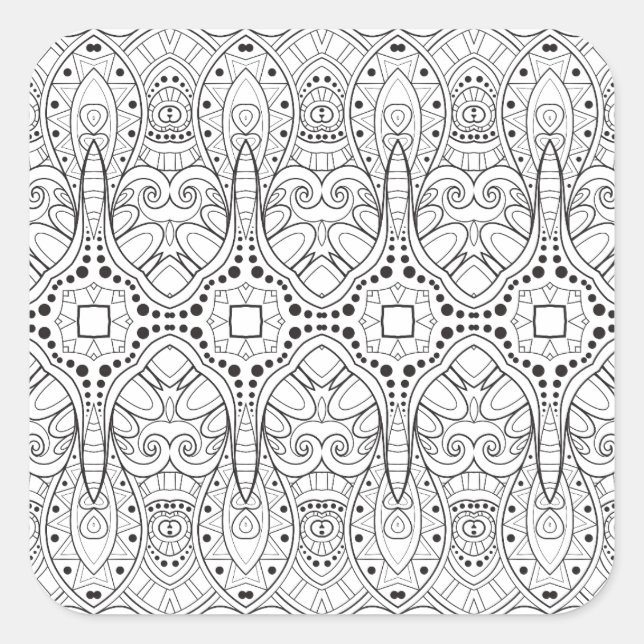 Tribal Zendoodle Design Square Sticker (Front)