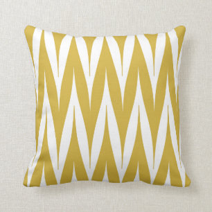 Tribal Zigzag Spike Pattern Mustard Yellow Cushion
