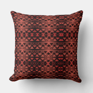 Tribal ZigZag triangles on gradient dark salmon Cushion