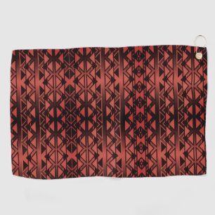 Tribal ZigZag triangles on gradient dark salmon Golf Towel
