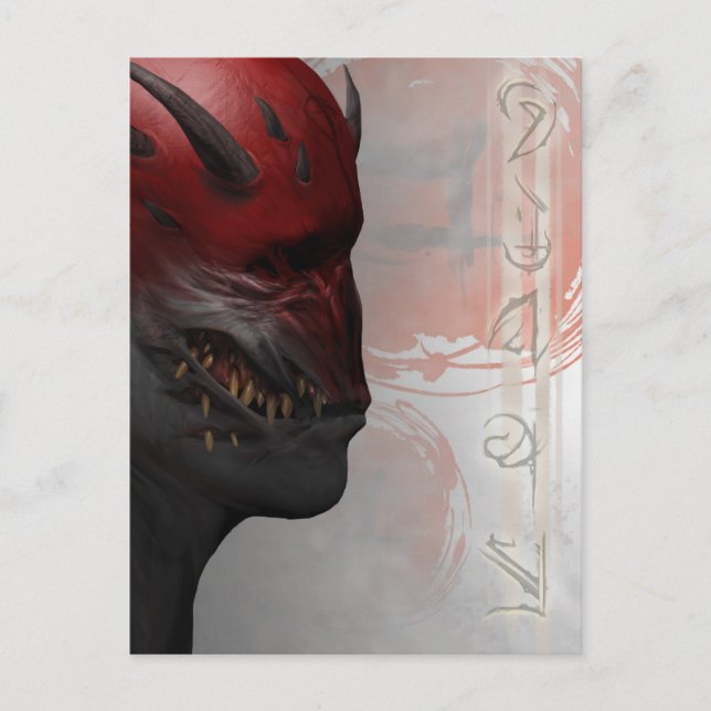 Tribalistic Blood Red Dark Devil Postcard (Front)