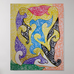Tribe2 Maori Art by Roger R Whiteside Poster