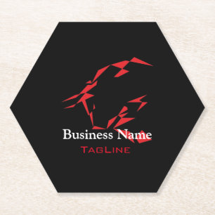 TribeBull Red on Black Business Card Paper Coaster