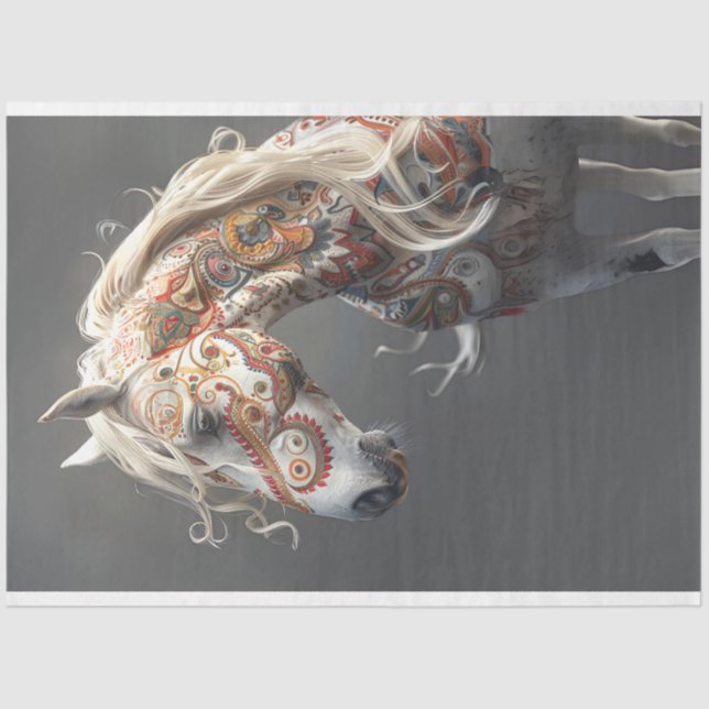 Tribunal Indian Painted Horse Series Decoupage Tissue Paper (Front)