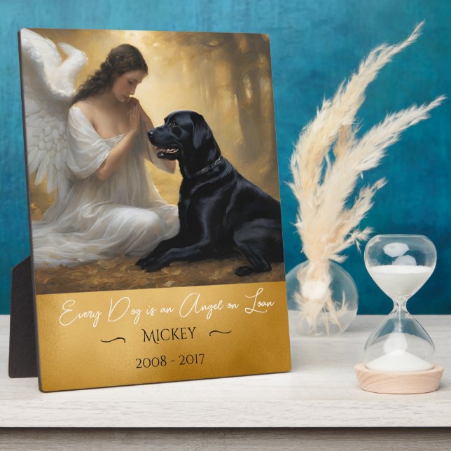 Tribute for Loss of Black Lab Angel Illustration  Plaque (Side)