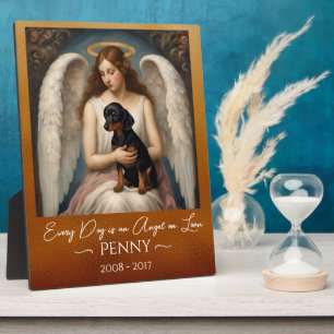 Tribute for Loss of Black Tan Dachshund Angel Plaque