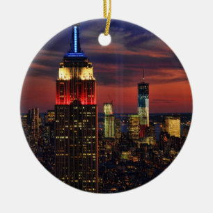 Tribute In Light Sept 11, World Trade Cntr ESB #1 Ceramic Tree Decoration