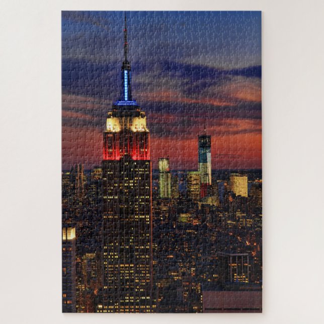 Tribute In Light Sept 11, World Trade Cntr ESB #1  Jigsaw Puzzle (Vertical)