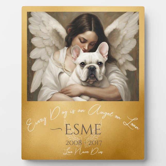 Tribute Loss of French Bulldog Angel Illustration  Plaque (Front)