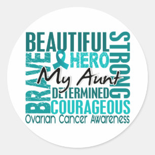 Tribute Square Aunt Ovarian Cancer Classic Round Sticker