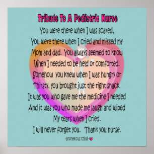 Tribute to a Paediatrics Nurse Poem Canvas Art Poster