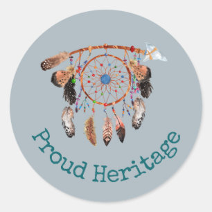 Tribute to Native American Indian, Dreamcatcher Classic Round Sticker