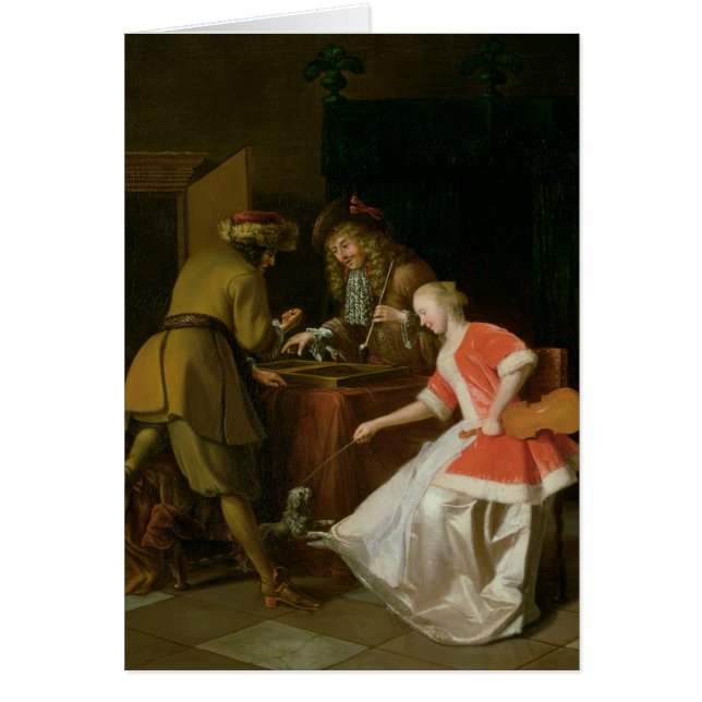 Tric-trac Players with a Lady and Her Dog (Front)