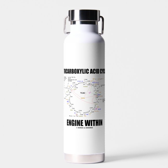 Tricarboxylic Acid Cycle Engine Within Krebs Cycle Water Bottle (Front)