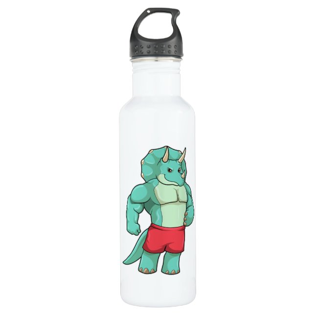 Triceratops as Bodybuilder at Bodybuilding 710 Ml Water Bottle (Front)