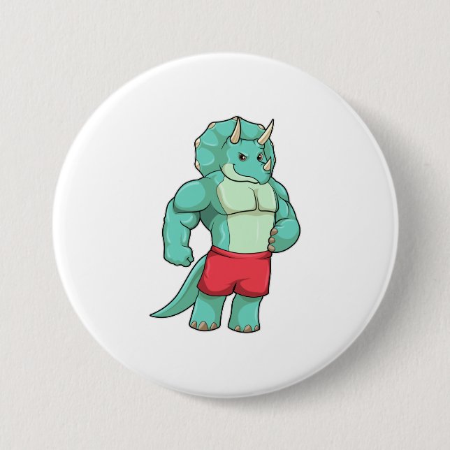 Triceratops as Bodybuilder at Bodybuilding 7.5 Cm Round Badge (Front)