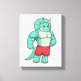 Triceratops as Bodybuilder at Bodybuilding Canvas Print