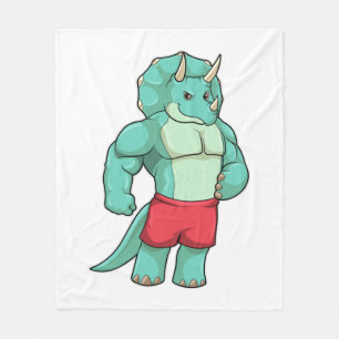 Triceratops as Bodybuilder at Bodybuilding Fleece Blanket