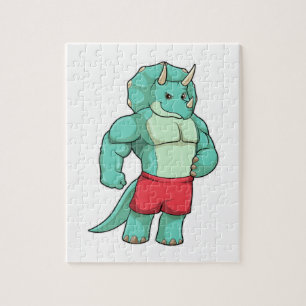 Triceratops as Bodybuilder at Bodybuilding Jigsaw Puzzle