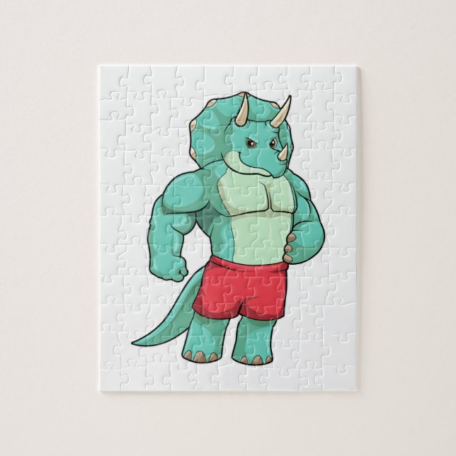 Triceratops as Bodybuilder at Bodybuilding Jigsaw Puzzle (Vertical)