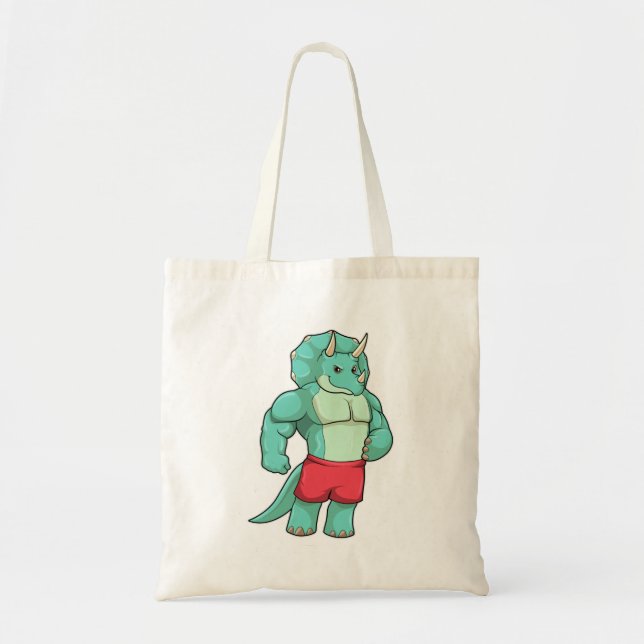 Triceratops as Bodybuilder at Bodybuilding Tote Bag (Front)