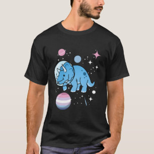 Triceratops Astronaut Bigender Pride T-Shirt