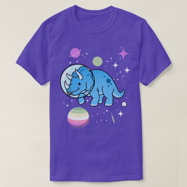 Triceratops Astronaut Genderfae Pride  T-Shirt (Design Front)