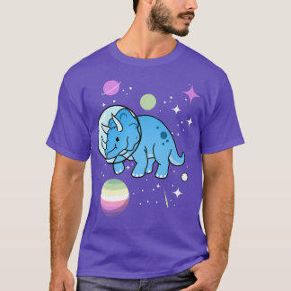 Triceratops Astronaut Genderfae Pride  T-Shirt