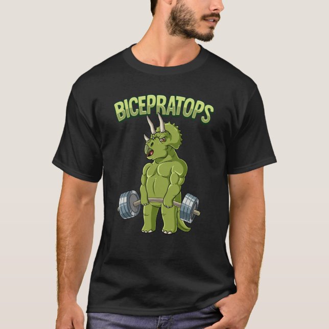 Triceratops Bicepratops Gym Bodybuilding T-Shirt (Front)