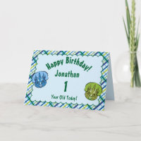 Triceratops Blue and Green Cute Dinosaur Birthday